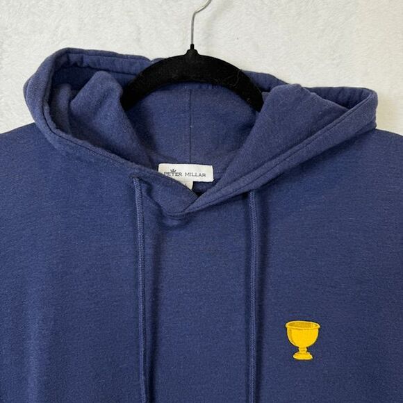 Peter Millar Presidents Cup Pine Performance Raglan Pullover Hoodie Blue Large - Picture 4 of 11